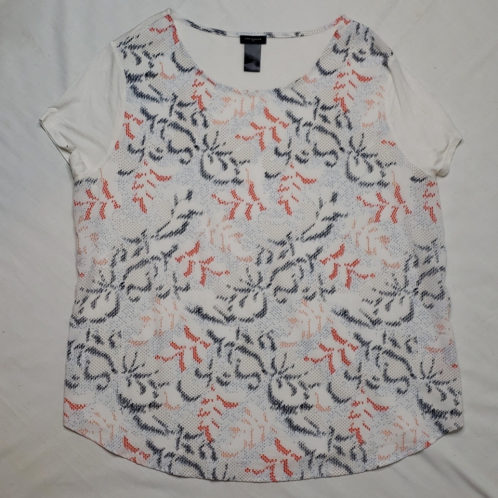 White Mixed Media Ann Taylor Top
